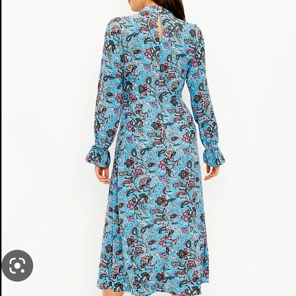 LOFT Bouquet Mock Neck Midi Dress - Picture 2 of 10